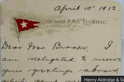 suma incredibila cu care a fost vanduta scrisoarea unui supravietuitor al titanicului 680e11b93b7c0