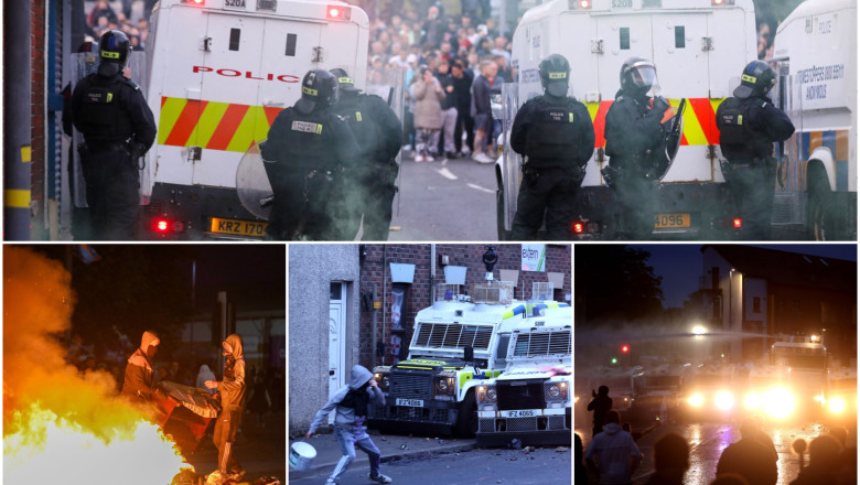 galerie foto romanii sunt vizati in mod special continua violentele in orasul nord irlandez ballymena incendieri case distruse de protestatari 684a87e4e5f2e