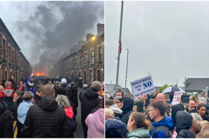 video case incendiate si violente in strada in irlanda de nord dupa ce doi baieti romani de 14 ani au fost arestati preventiv pentru viol 68480361ac41e