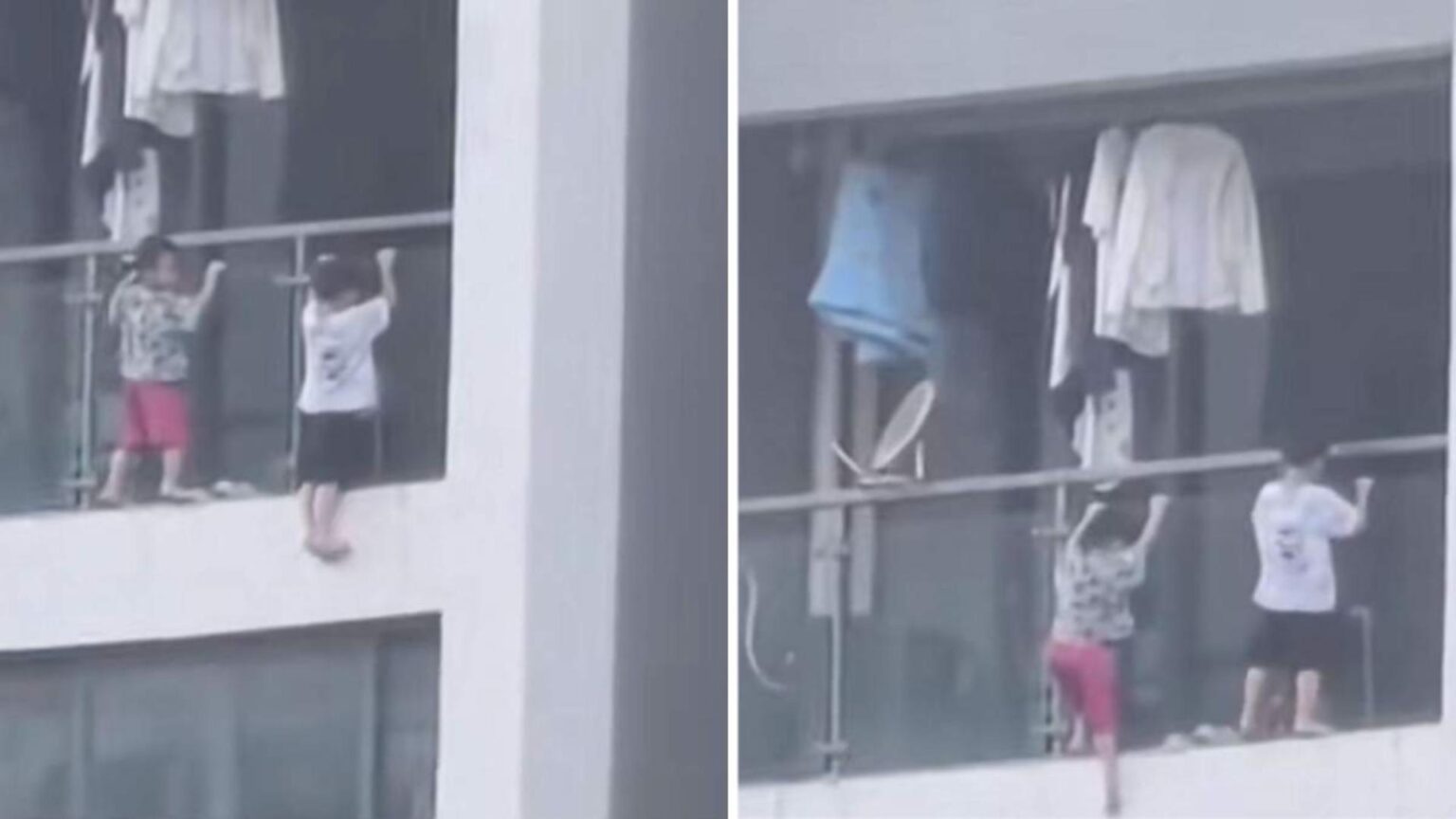 scene de groaza la etajul 13 doi copii surprinsi in afara balconului unui apartament din china 68eca3d5e2f3b