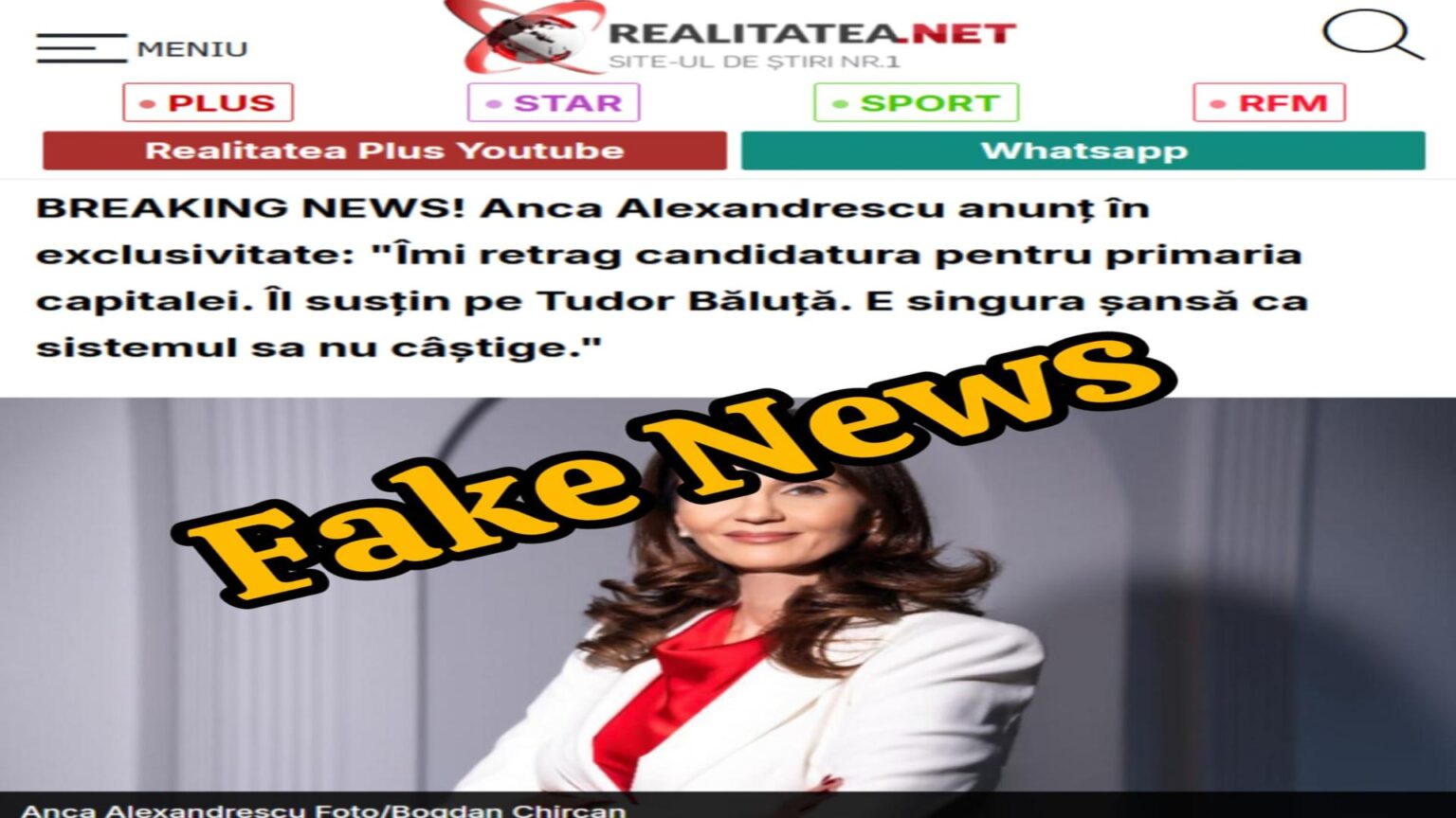 anca alexandrescu si realitatea net victimele unui fals grosolan un fake news lansat pe x anunta retragerea candidatei independente foto 69330f70017c1
