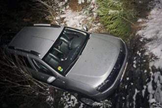 incident pe un drum forestier chiar in seara de craciun un autoturism cu sase pasageri a cazut de pe un pod 694e1e52314e7