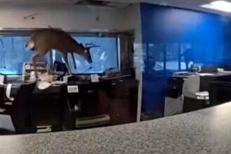 vizita neasteptata la o banca din new york un cerb a spart geamul si a facut prapad in interior intrusul a fost arestat video 6973916f5a2ae